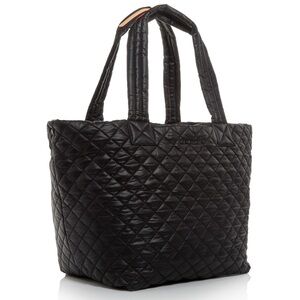 MZ Wallace Black Quilted Tote with Structured Design